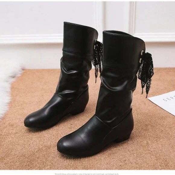 New Women's low-heel round-toe lace-back thermal boots Size 8 - Picture 5 of 6